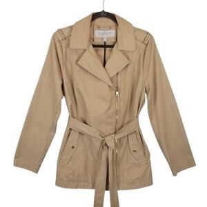 Marc New York Andrew Marc Women's Short Tan Belted Trench Coat Size Large